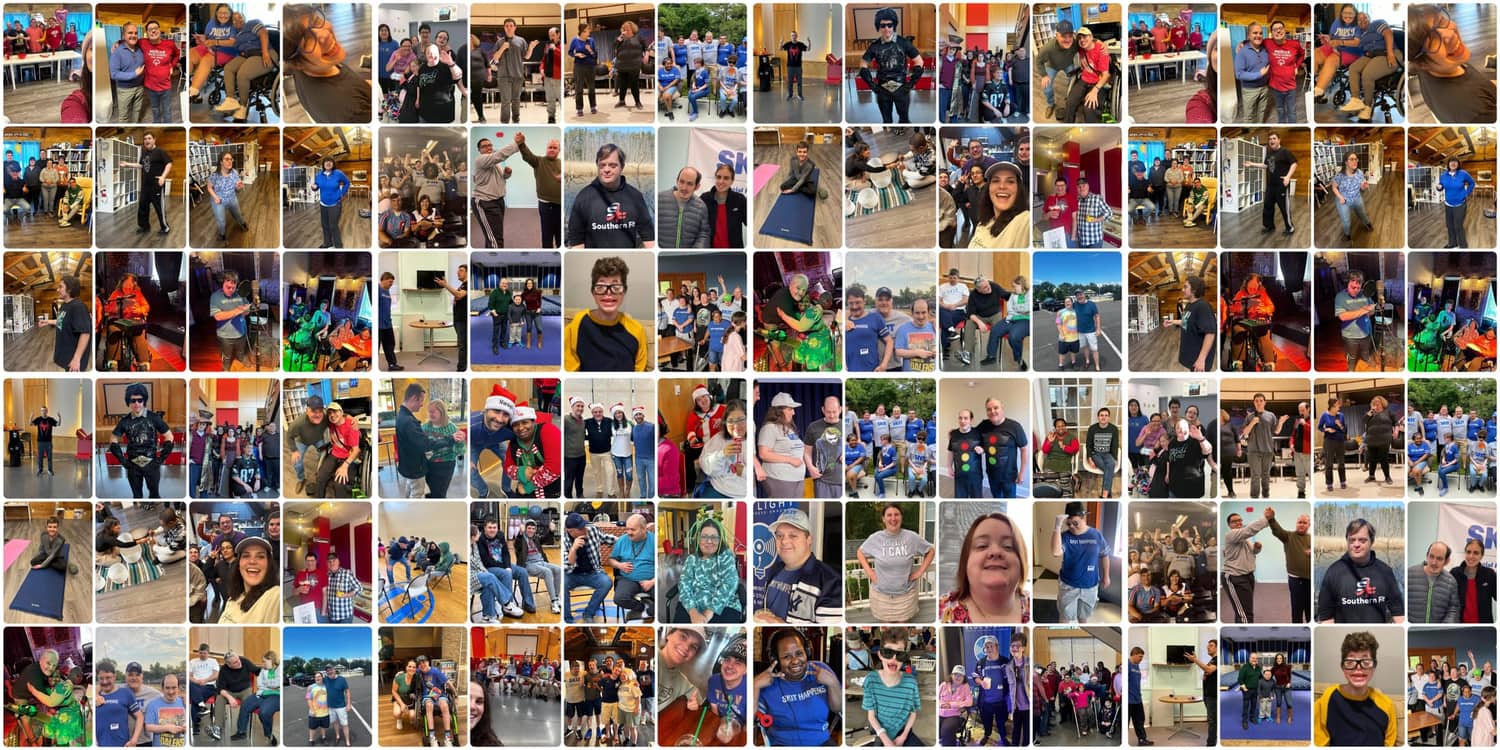A mosaic of dozens of photographs from CreatAbility classes, performances and gatherings over the years.